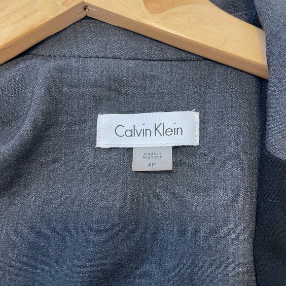 Calvin Klein collared wrap dress grey and black 4P - Picture 6 of 7